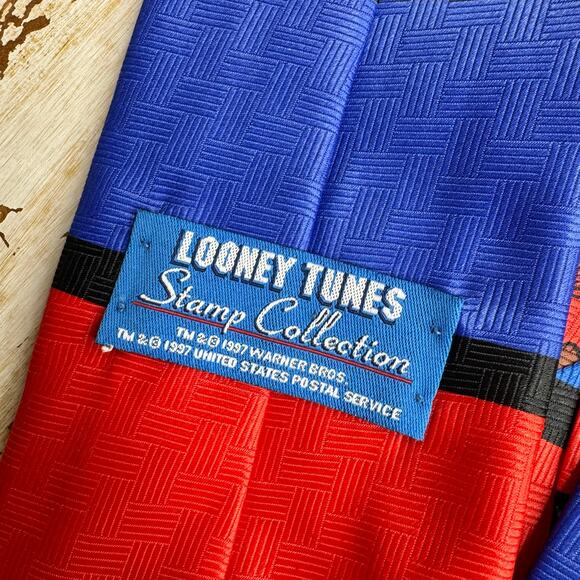 Warner Bros Vintage Looney Tunes Stamp Collection Neck Tie One Size - Picture 4 of 7